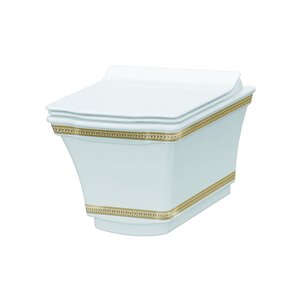 Изображение товара Подвесной безободковый унитаз Boheme Hermitage 951-G Gold с узором, белый, золото