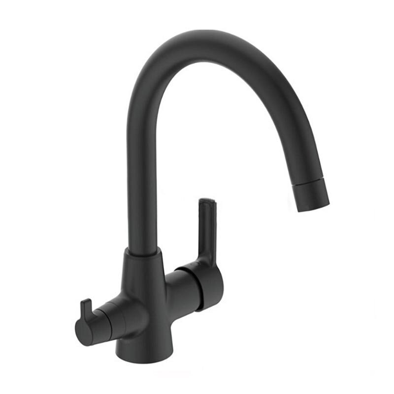 Изображение товара Смеситель для кухни Vidima Uno с поворотным изливом 360° черный матовый