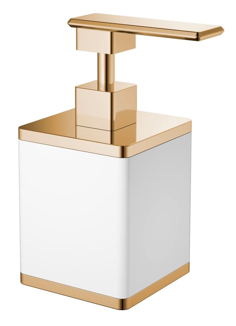 Изображение товара Дозатор жидкого мыла Boheme 200 мл белый с золотом, латунь и керамика
