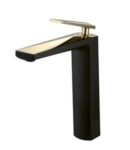 Изображение товара Смеситель для раковины Boheme Venturo 382-B черный с золотом, горизонтальный монтаж