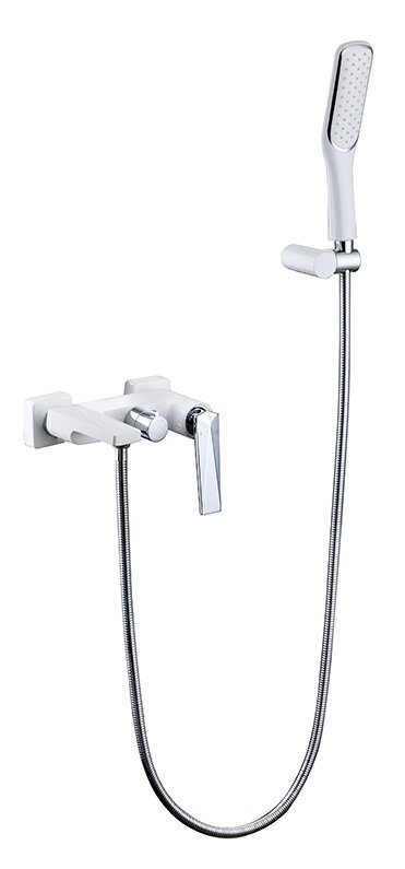 Изображение товара Смеситель Boheme Venturo 373-W для ванны, с душевым гарнитуром, белый, хром