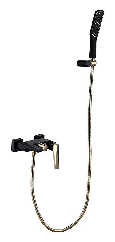 Изображение товара Смеситель Boheme Venturo 383-B для ванны, с душевым гарнитуром, черный, золото