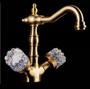 Изображение товара Смеситель Boheme Crystal 312-CRST для раковины, бронза