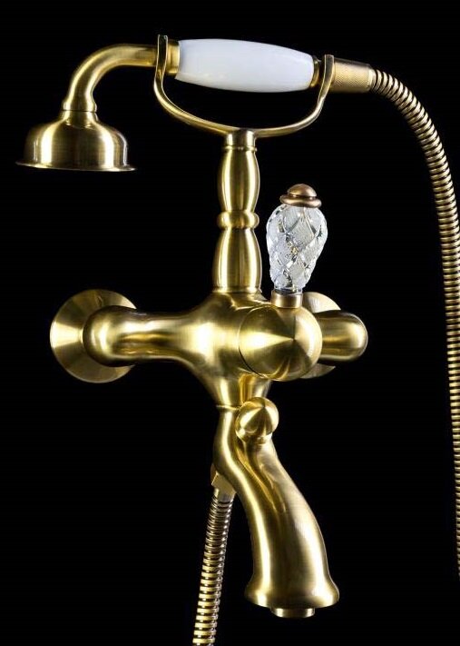 Изображение товара Смеситель для ванны с душевым гарнитуром Boheme Crystal 303-CRST бронза Италия