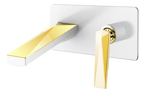 Изображение товара Смеситель Boheme Venturo 385-W для раковины, встраиваемый, белый, золото