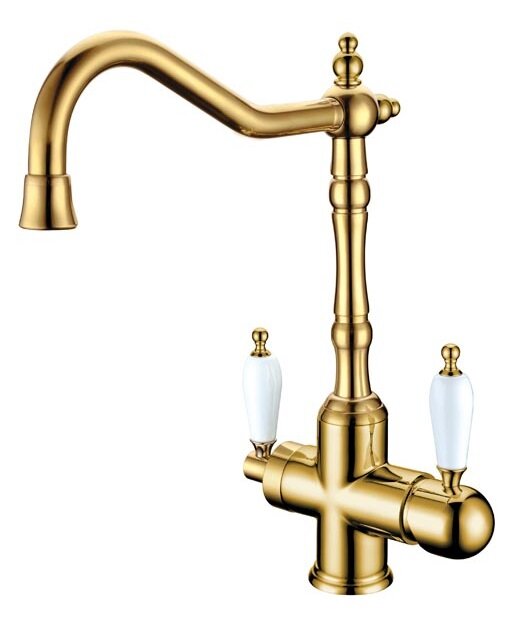 Изображение товара Стильный смеситель для кухонной мойки Boheme Tradizionale 112 Oro с подключением к фильтру