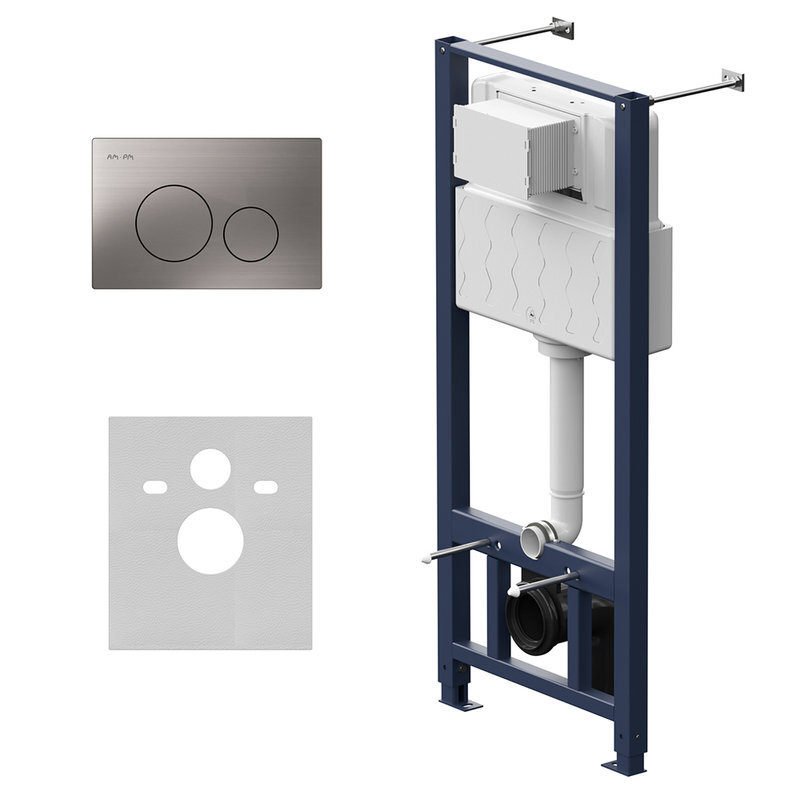 Изображение товара Инсталляция для унитаза Am.Pm Pro с пневматической клавишей никель матовая 50 см