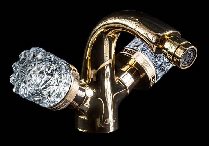 Изображение товара Смеситель для биде Boheme Crystal 296-CRST золото, горизонтальный монтаж, 5 лет гарантии