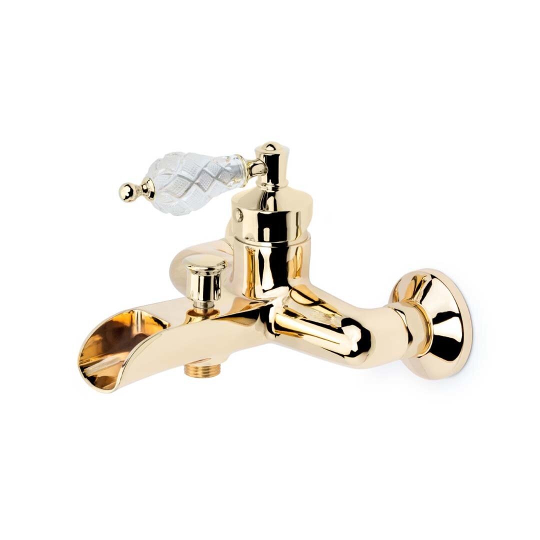 Изображение товара Смеситель Boheme Vogue 213-CRST Crystal для ванны, с душевым гарнитуром, золото