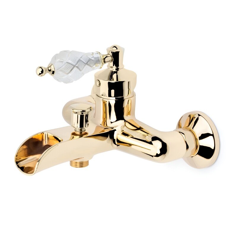 Изображение товара Смеситель Boheme Vogue 213-CRST Crystal для ванны, с душевым гарнитуром, золото