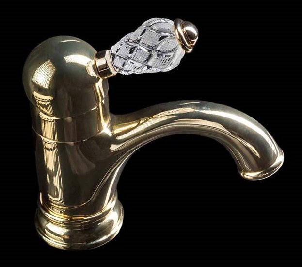 Изображение товара Смеситель для раковины Boheme Crystal 281-CRST золото ретро некрутящийся