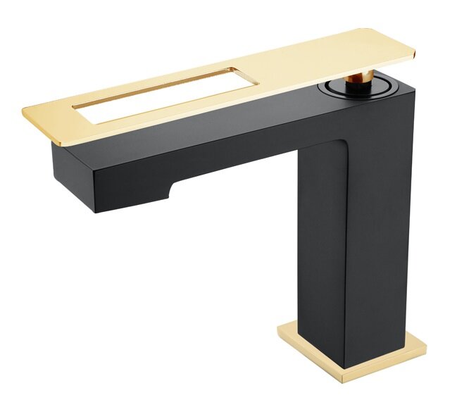 Изображение товара Смеситель для раковины Boheme Q черный золото 141-BG монтаж горизонтальный