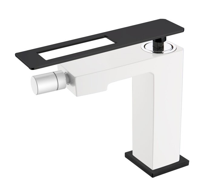 Изображение товара Смеситель Boheme Q для биде 146-WB (белый/черный) квадратный, однорычажный
