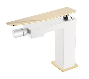 Изображение товара Смеситель для биде Boheme Q белый с золотом, горизонтальный монтаж 146-WG.2