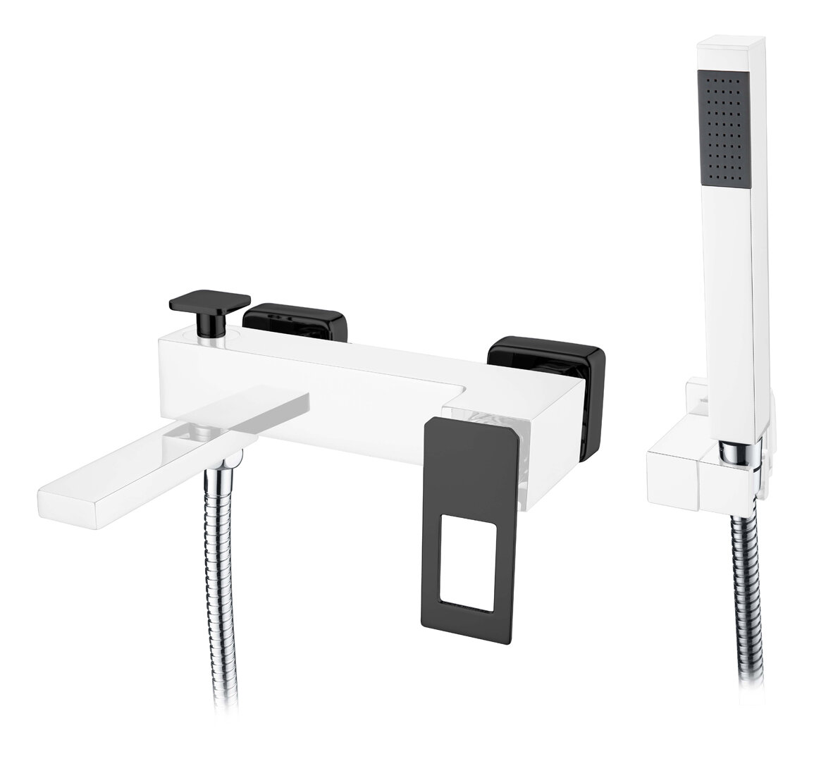 Изображение товара Смеситель Boheme Q для ванны, с душевым гарнитуром, хром, черный, 143-CRB