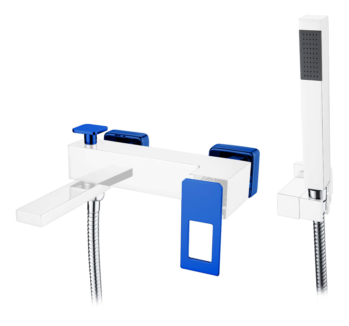 Изображение товара Смеситель для ванны с душевым гарнитуром Boheme Q, хром и синий, Италия
