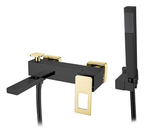 Изображение товара Смеситель Boheme Q для ванны, с душевым гарнитуром, черный, золото, 143-BG