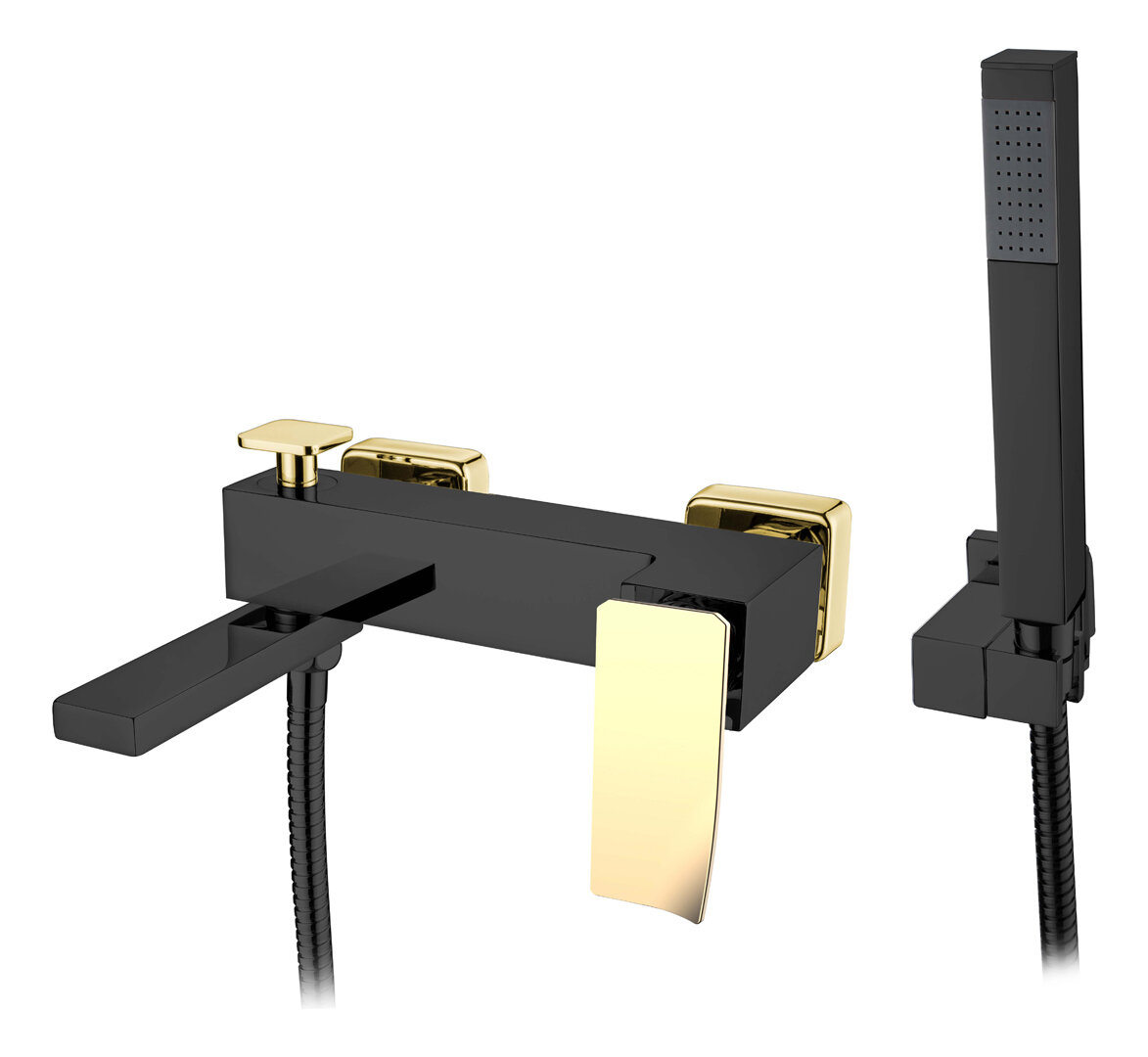 Изображение товара Смеситель для ванны с душевым гарнитуром Boheme Q 143-BG.2 черный золото Италия
