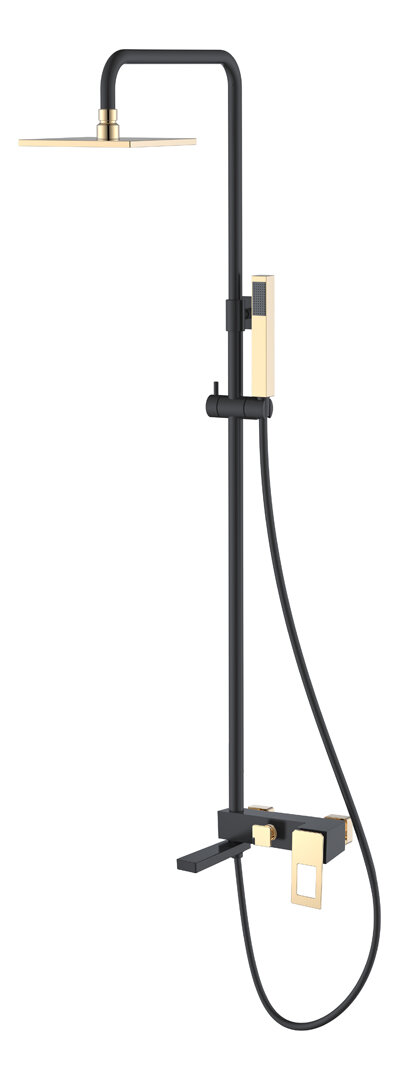 Изображение товара Душевая система Boheme Q, верхний душ, ручной душ, с изливом, черный, золото, 148-BG