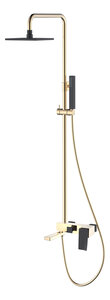 Изображение товара Душевая система Boheme Q с верхним и ручным душем, черно-золотая