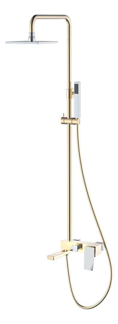 Изображение товара Душевая система Boheme Q 148-GCR.2: верхний и ручной душ, складной излив, золото-хром глянцевый