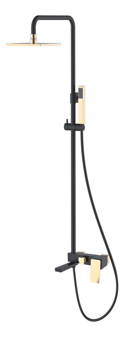 Изображение товара Душевая система Boheme Q, верхний душ, ручной душ, с изливом, черный, золото, 148-BG.2