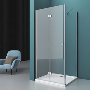 Изображение товара Душевой уголок BelBagno Albano, 90 х 90 х 195 см, стекло прозрачное, профиль хром, ALBANO-AS-1-90-C-Cr