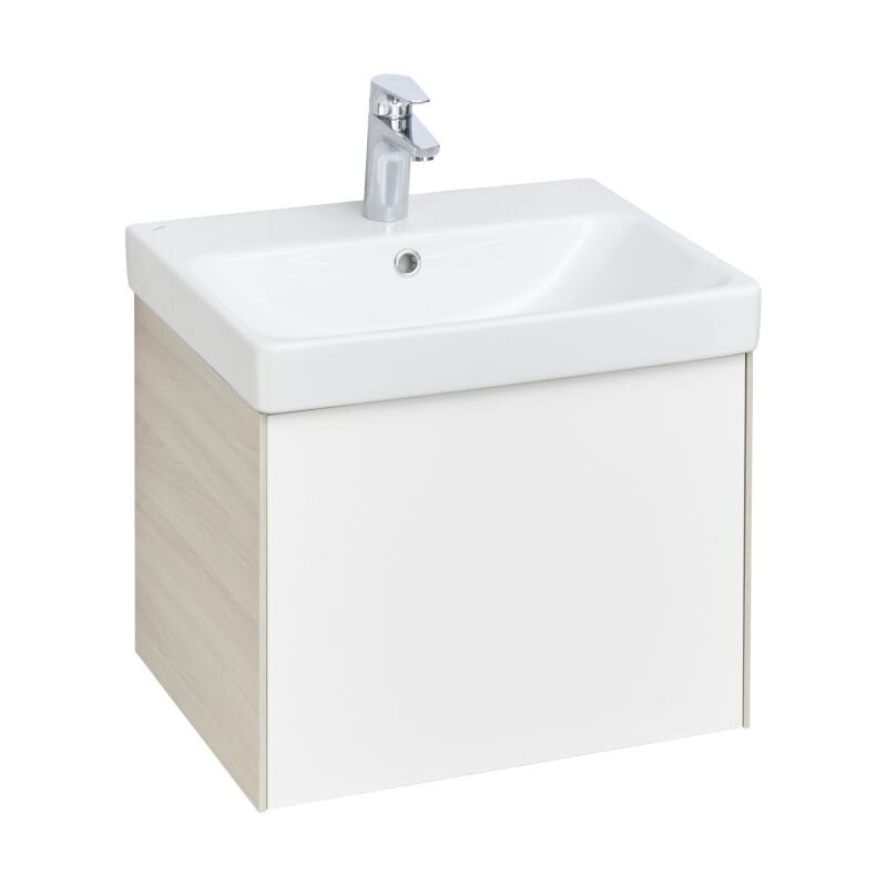 Изображение товара Тумба с раковиной Aquaton АСТИ 55, 1A2631K0AXD70, белый глянцевый/ясень шимо