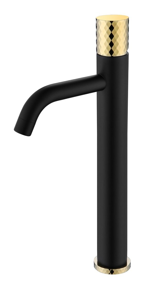 Изображение товара Смеситель Boheme Stick 122-BG для раковины высокий, черный, (black diamond gold)