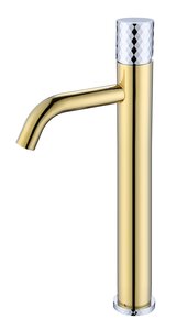 Изображение товара Смеситель Boheme Stick 122-GCR для раковины высокий, золото, хром (gold diamond chrome)