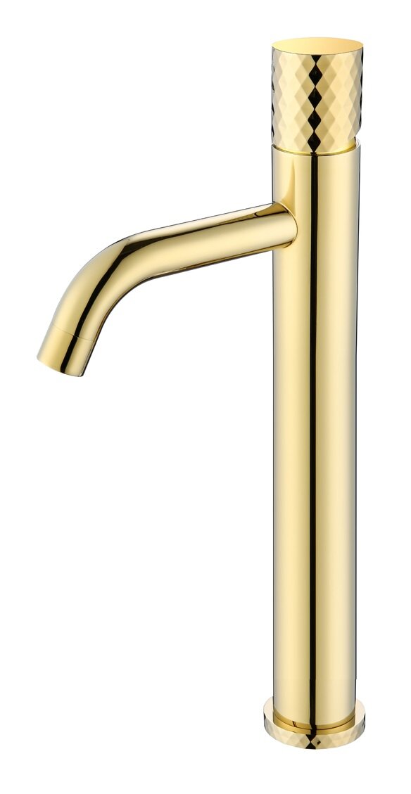 Изображение товара Смеситель Boheme Stick 122-GG для раковины высокий, золото, ручка diamond
