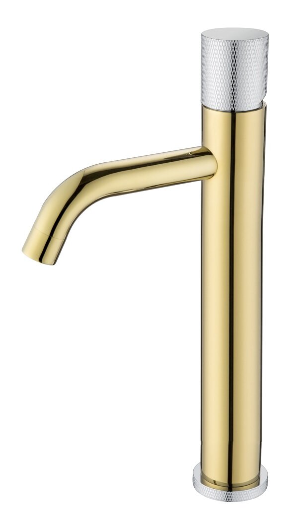 Изображение товара Смеситель Boheme Stick 122-GCR.2 для раковины высокий, золото, хром (gold touch chrome)