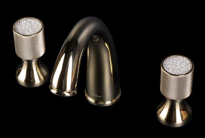 Изображение товара Смеситель Boheme Royal Crystal для раковины на 3 отверстия золото