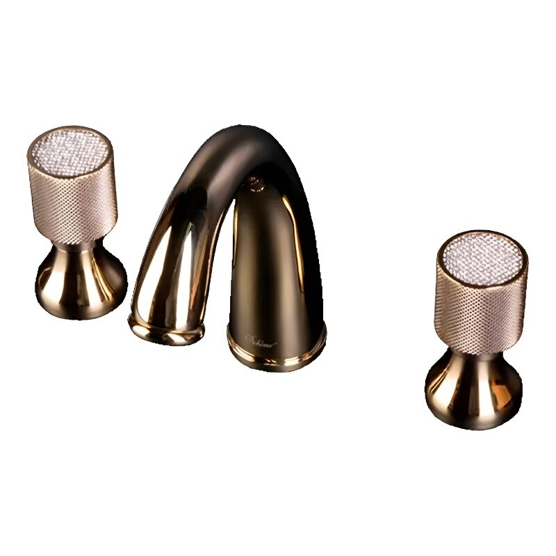 Изображение товара Смеситель для раковины Boheme Royal Crystal золото 3 отверстия с кристаллами