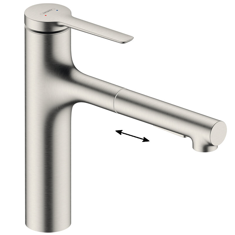 Изображение товара Смеситель для кухонной мойки Hansgrohe Zesis 74801800 сталь с вытягиваемым изливом