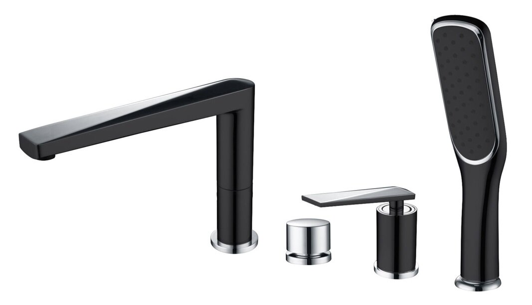 Изображение товара Смеситель для ванны Boheme Venturo 370-B на 4 отверстия черный хром