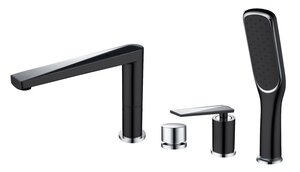 Изображение товара Смеситель Boheme Venturo 370-B для ванны на 4 отверстия, черный, хром