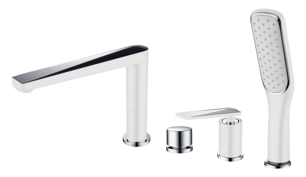 Изображение товара Смеситель Boheme Venturo 370-W для ванны на 4 отверстия, белый, хром