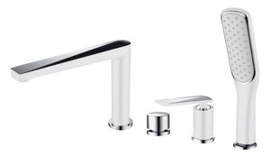 Изображение товара Смеситель Boheme Venturo 370-W для ванны на 4 отверстия, белый, хром