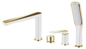 Изображение товара Смеситель для ванны Boheme Venturo 380-W бело-золотой 4 отверстия