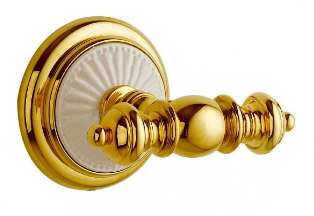 Изображение товара Kрючок двойной Boheme Palazzo 10106 — латунь/керамика, золото и белый