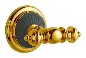 Изображение товара Двойной настенный крючок Boheme Palazzo 10156, латунь керамика, золото черный