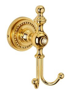 Изображение товара Крючок двойной Boheme Imperiale 10406 золото настенный ретро из латуни и хрусталя