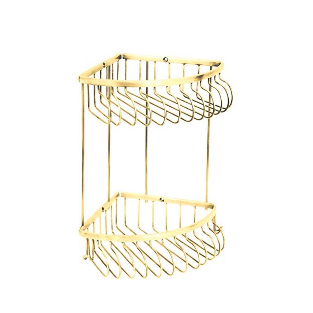 Изображение товара Полка угловая двойная Boheme Imperiale металлическая золотая 24.5x22x32 см