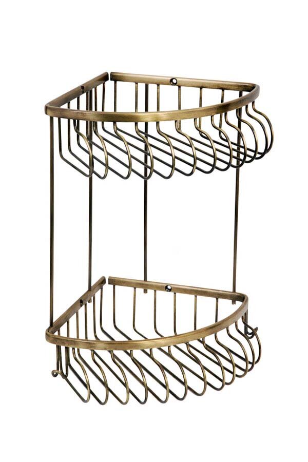 Изображение товара Угловая двойная полка Boheme Medeci из латуни бронза 24.5x22x32 см