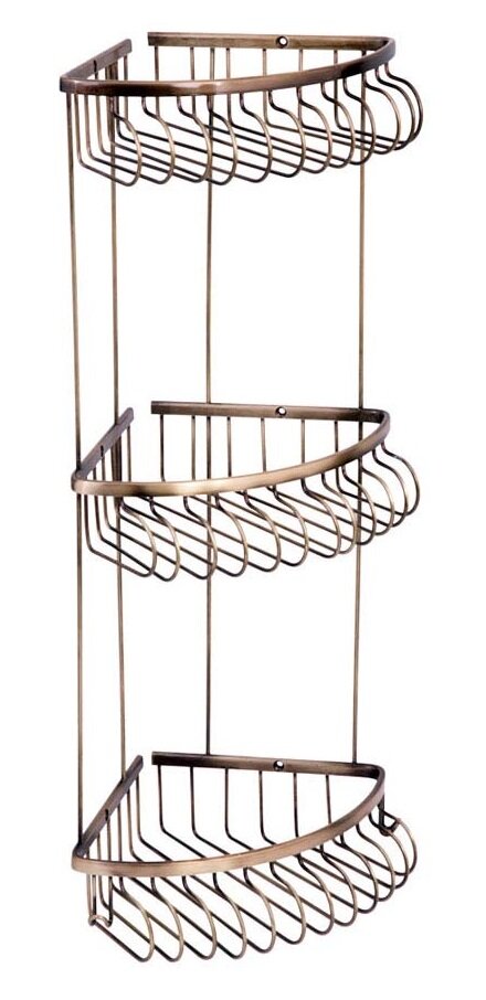 Изображение товара Угловая тройная полка Boheme Medici бронзовая латунь 24.5х22х59 см