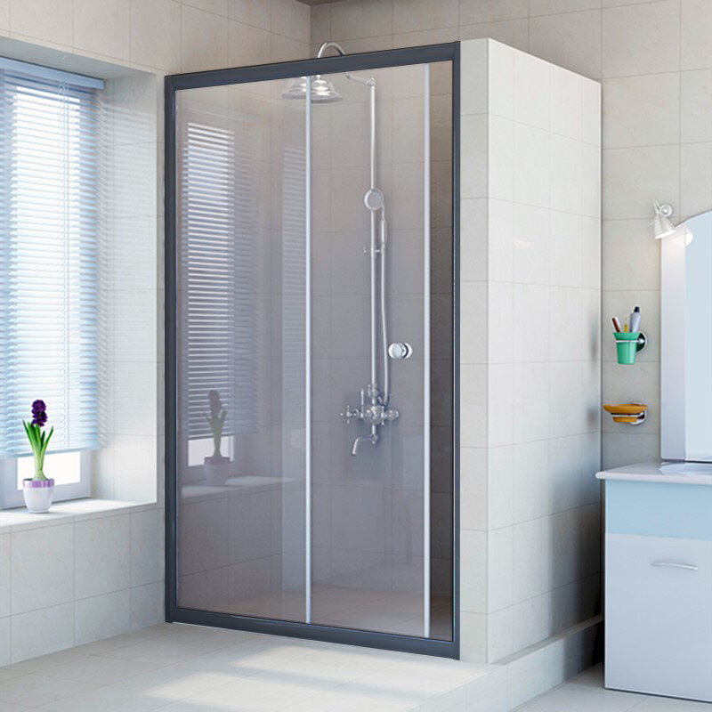 Изображение товара Душевая дверь Радомир Вита 150 см раздвижная с черным профилем и прозрачным стеклом