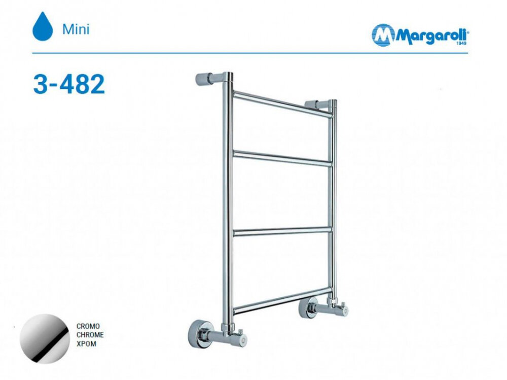 Изображение товара Полотенцесушитель водяной Margaroli Mini 3-482 34824704CRNS, высота 65.9 см, ширина 53.5 см, хром