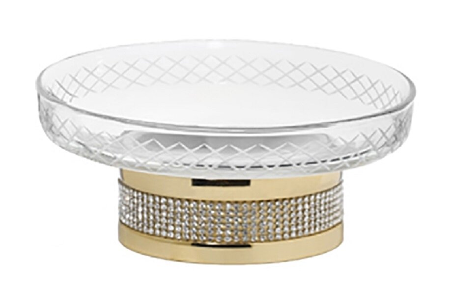 Изображение товара Мыльница Boheme Royal Cristal 10930-G свободностоящая золотая кристаллы Preciosa