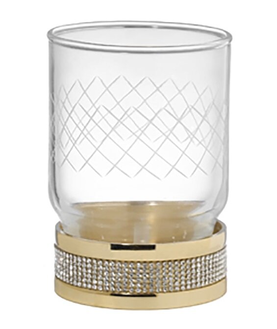 Изображение товара Стакан для зубных щеток Boheme Royal Cristal 10931-G золотой с кристаллами Preciosa